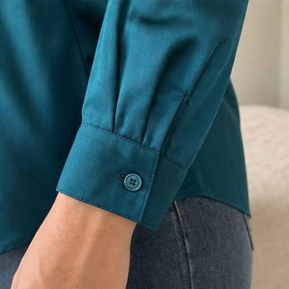 Teal Button Blouse - Picture 5 of 6